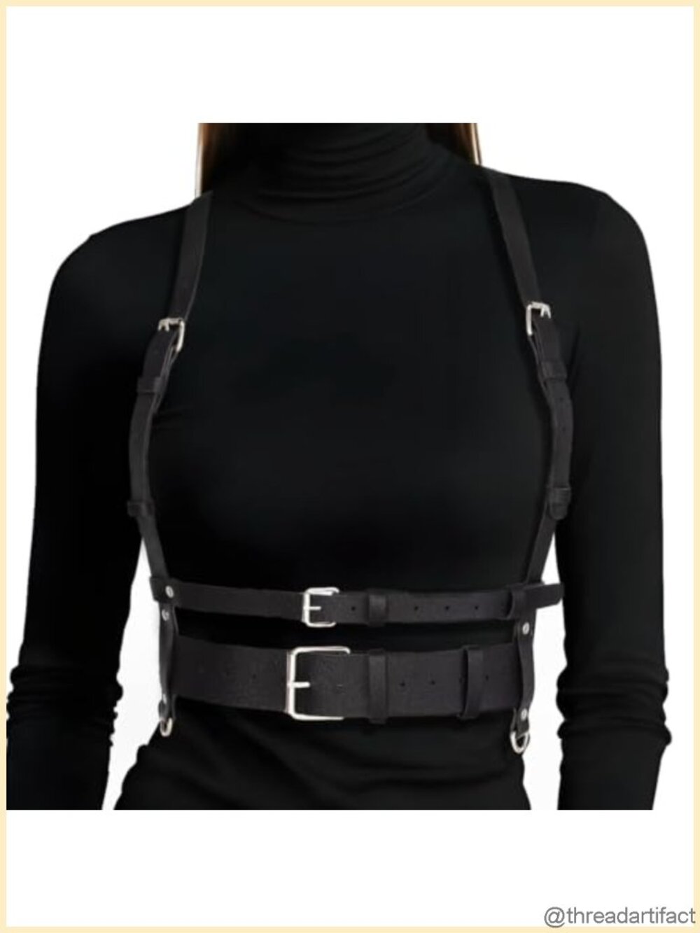 Punk PU Leather Harness Waist Belt Adjustable Rave Party Accessory